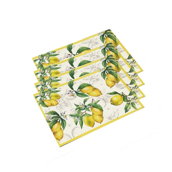 Dining Table Placemats | Placemats Set of 4 Washable | Lemon Placemats for Summer Kitchen Decor Dining Use