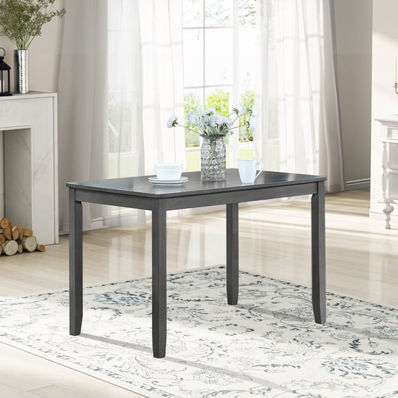 Dining Table, Rectangular Acacia Wood and Birch Veneer Kitchen Table for 4 Persons, Water and Oil Resistant Gray Surface with Tapered Legs, 45.5"L x 28.5"W x 30"H for Dining Room