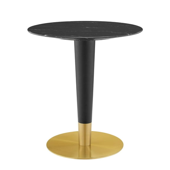 Dining Table, Round, Artificial Marble, Metal Steel, Gold Black, Modern Contemporary Urban Design, Kitchen Room Cafe Bistro Restaurant Hospitality