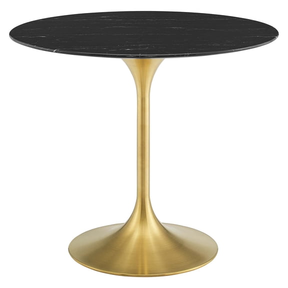 Dining Table, Round, Artificial Marble, Metal Steel, Gold Black, Modern Contemporary Urban Design, Kitchen Room Cafe Bistro Restaurant Hospitality