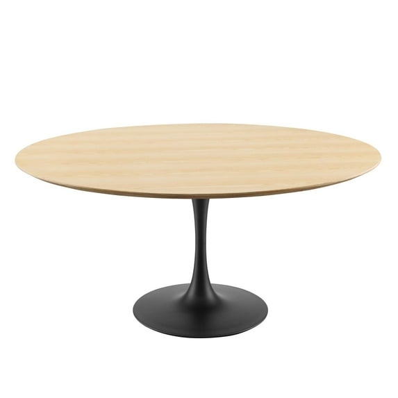 Dining Table, Round, Wood, Black Brown Natural, Modern Contemporary Urban Design, Kitchen Room Cafe Bistro Restaurant Hospitality