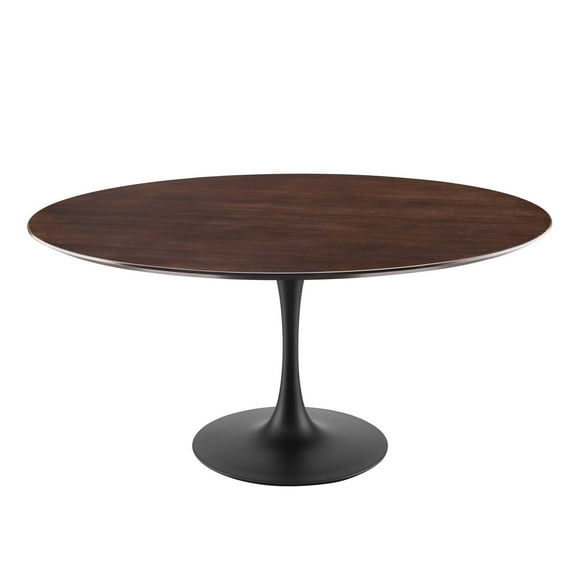 Dining Table, Round, Wood, Black Dark Brown, Modern Contemporary Urban Design, Kitchen Room Cafe Bistro Restaurant Hospitality