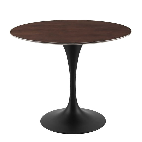 Dining Table, Round, Wood, Black Dark Brown, Modern Contemporary Urban Design, Kitchen Room Cafe Bistro Restaurant Hospitality
