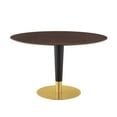 thumbnail image 1 of Dining Table, Round, Wood, Metal Steel, Gold Dark Brown Brown Walnut, Modern Contemporary Urban Design, Kitchen Room Cafe Bistro Restaurant Hospitality, 1 of 5