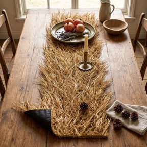 Dining Table Runner,Fake Hay,Artificial Thatch Grass Roof,Tiki Bar Hut Thatch Roofing Roll, Waterproof & Fire-Resistant, Palapa Tiki Roof Mat for Patio Pool(Khaki 6ft)