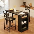 thumbnail image 1 of Dining Table Set for 2 with Drop Leaf, High Top Kitchen Bar Table with 3 Tier Storage Shelves & 2 Stool, Wood Bar Height Dining Room Set for Small Space Dinner Pub Breakfast Brunch, 1 of 7