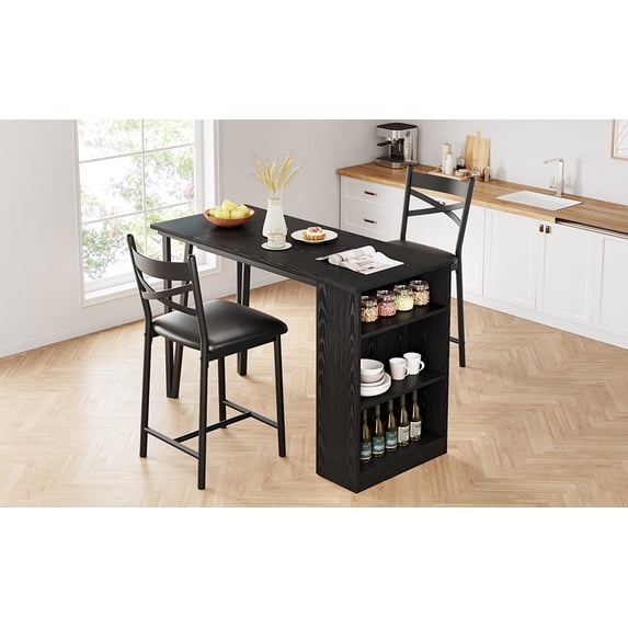 Dining Table Set for 2, Kitchen Bar Table and Chairs for 2, Expandable ...