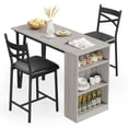 thumbnail image 1 of Dining Table Set for 2, Kitchen Bar Table and Chairs for 2, Expandable Counter Height Dinner Table with 2 Upholstered Chairs, Kitchen Bar Table Set with Storage for Apartment, 1 of 9
