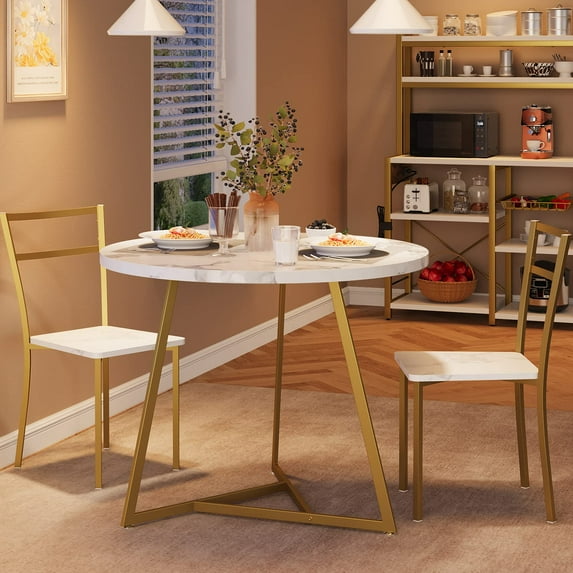 Dining Table Set for 2,Kitchen Table and Chairs for 2,Modern Round Kitchen Table Set,Round Kitchen Table and 2 Dinette Chairs,3 Piece Dining Room Table Set for Dining Room,Kitchen,Living Room