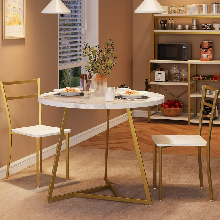 Dining Table Set for 2,Kitchen Table and Chairs for 2,Modern Round