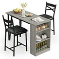 thumbnail image 1 of Dining Table Set for 2 Kitchen Dining Room Set with Upholstered Chairs Height Bar Kitchen Table and Chairs for 2 with 3 Storage Shelves for Small Space Apartment, 1 of 7
