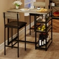 thumbnail image 1 of Dining Table Set for 2, Small Kitchen Table with 2 Upholstered Chairs, Compact Kitchen Table Set with 3-layer Side Storage Shelf for Small Space, Apartment, 1 of 9