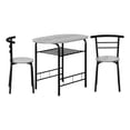 thumbnail image 1 of Dining Table Set 3pcs Set Small 32" L Kitchen Metal Laminate Grey Black, 1 of 13