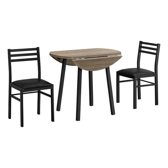 Contemporary Home Living 3pc Black and Brown Contemporary Dining Table Set 35"