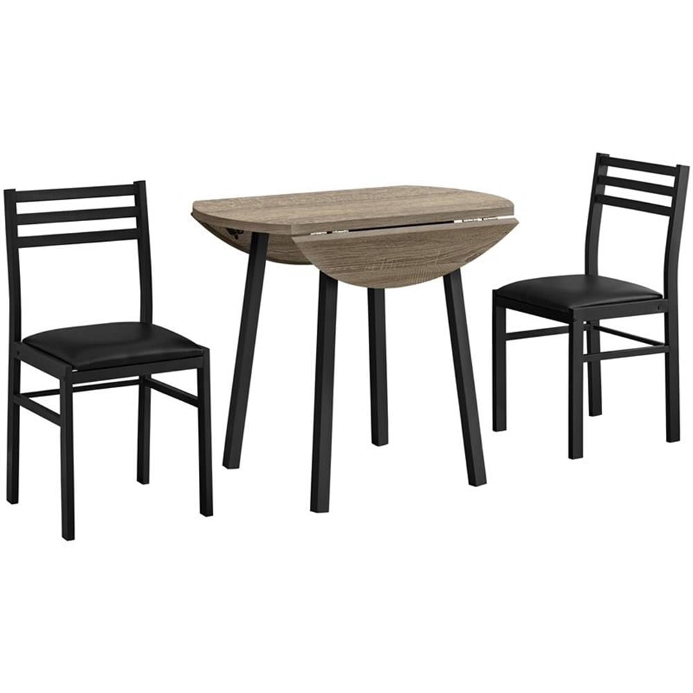 "Three Piece Apartment Dining Room Dinette Set, 35"" Drop Leaf Kitchen ...