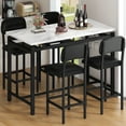thumbnail image 1 of LEGAHOME Pub Dining Set with 4 Chairs, 5 Piece Dining Table Set for 4, Counter Height Kitchen Table and Chairs for Dining Room, White Tabletop & Black Chairs, 1 of 8