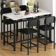 LEGAHOME Pub Dining Set for 4, 5 Piece Dining Table Set with 4 Chairs, Counter Height Kitchen Table and Chairs for Dining Room