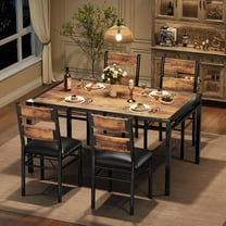 Dining Table Set for 4, Dining Room Table Set for 4 with Upholstered Chairs, Wood Kitchen Table Chairs Set of 4 with Corner Protector for Small Space, Kitchen, Apartment, Rustic Brown
