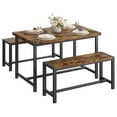 thumbnail image 1 of Dining Table Set for 4, Kitchen Table with Benches, Rectangular Dining Room Table Set with Sturdy Benches, 3 Piece Kitchen Table Set for Small Space, Apartment, Studios, Rustic Brown, 1 of 9