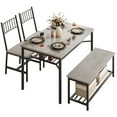 thumbnail image 1 of Dining Table Set for 4, Kitchen Table with Chairs and Bench, 4-Person Dining Room Table Set with Wine Rack, Rectangular Kitchen Table Set for Small Space, Apartment, Home, 1 of 9