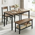 thumbnail image 1 of Dining Table Set for 4, Kitchen Table with 2 Chairs, Bench with Storage Rack, 4 Pieces Dining Room Table Set for Small Place, Apartment, Kitchen, Black, 1 of 6