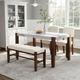 thumbnail image 1 of Dining Table Set for 4, Kitchen Table with 2 Upholstered Chairs & 1 Bench, 46" Faux Marble Kitchen Table and Chairs Set for Small Space, Dining Room, Off White, 1 of 6