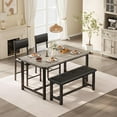 thumbnail image 1 of Dining Table Set for 4, Kitchen Table and 2 Upholstered Chairs with Bench, Wooden Rectangular Dining Room Set, for Small Space, Apartment, Home, Easy Assembly, 1 of 8