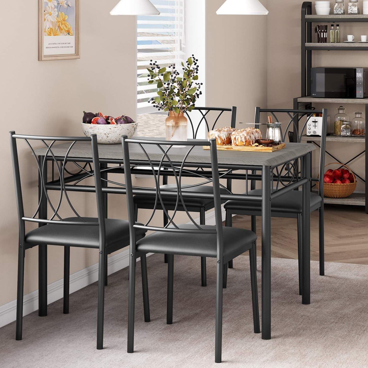 Dining Table Set for 4, Kitchen Table and Chairs, Dining Room Table Set ...