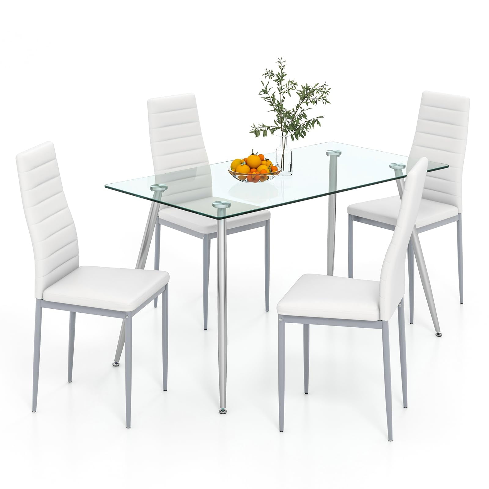 Dining Table Set for 4, Kitchen Table Chairs Set with 51” Rectangle ...