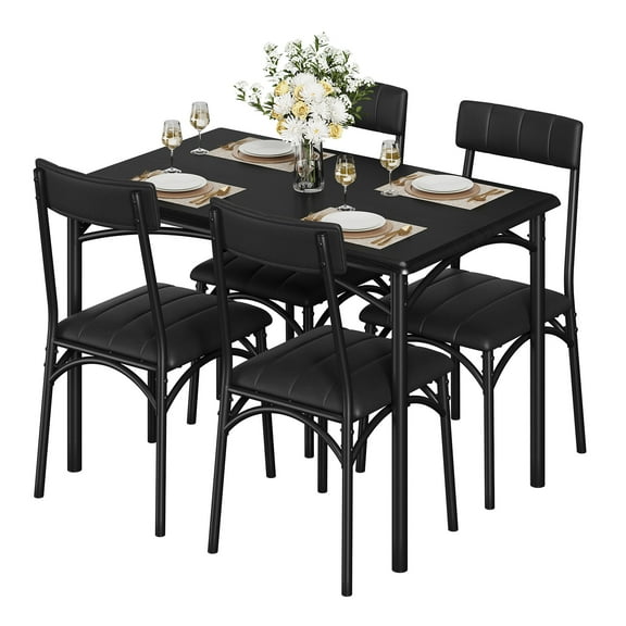 Dining Table Set for 4, Kitchen Table Set with 4 Chairs, Rectangular Dining Table Set for 4, Kitchen Table Set for Apartment, Small Space, Dining Room