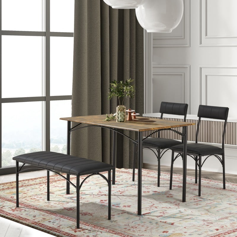Dining Table Set for 4, Kitchen Table with Upholstered Bench and 2 ...