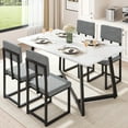 thumbnail image 1 of Legahome Dining Table Set for 4, Modern 5-Piece Faux Marble Dining Set, Compact Rectangle Kitchen Table and Chairs Set for Couples, Small Families,White Tabletop + Gray Linen Chairs, 1 of 8