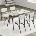 thumbnail image 1 of Dining Table Set for 4, Modern Kitchen Table & Chairs Set of 4, Marble-Look Rectangular Table & 4 Upholstered Chairs, Kitchen Table Set for Small Spaces & Apartments, 1 of 8