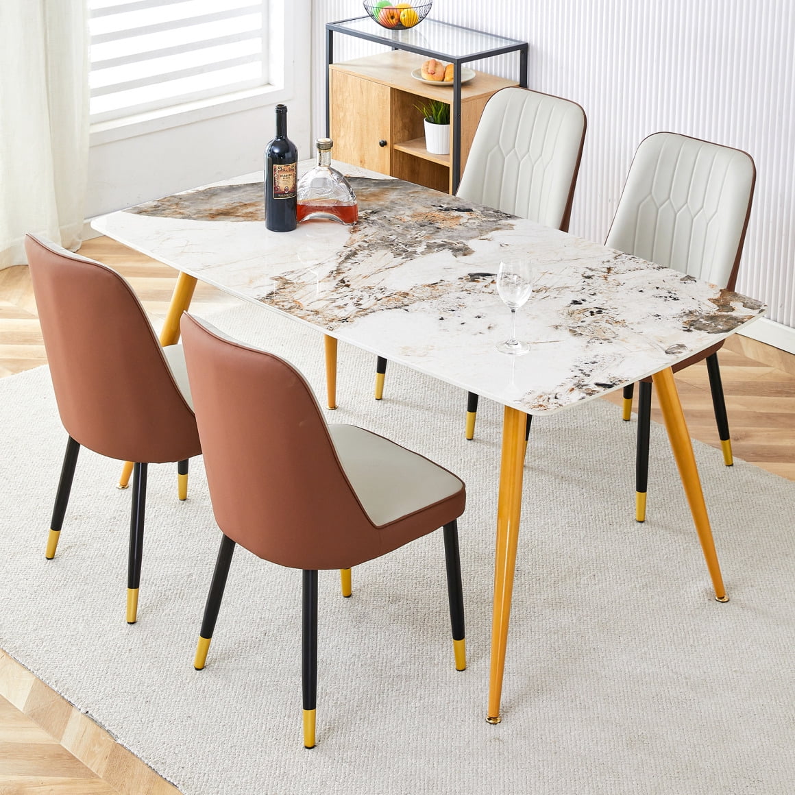 A closer look at Minimalist Dining Table Sets With Marble Tops