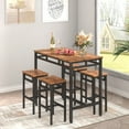 thumbnail image 1 of Dining Table Set for 4 People, 5 Piece Bar Table Set, Vintage Rectangular Counter Height Bar Table with 4 Chairs, Breakfast Bistro Set, Dining Stool Bar Chairs with Black Metal Legs, B1394, 1 of 8