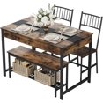 thumbnail image 1 of Dining Table Set for 4, Small Kitchen Table and 2 Chairs for 4 with Bench, Space Saving Kitchen Table Set with Storage Rack & Drawers, Breakfast Nook Rectangular Farmhouse Table Set, Brown, 1 of 7