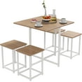 thumbnail image 1 of Dining Table Set for 4, Square Kitchen Table w/ 4 Stools, 5 Piece Dinner Table Set w/Metal Frame, Dining Set for Small Spaces, Compact Table & Chairs for Home, Bistro, Restaurant (Natural), 1 of 9