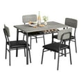 thumbnail image 1 of Dining Table Set for 4 with Storage Rack, 5-Piece Kitchen Table and Upholstered Chairs of 4, Wood Tabletop & Heavy-Duty Metal Frame, Dining Room Set for Small Space, Apartment, 1 of 7