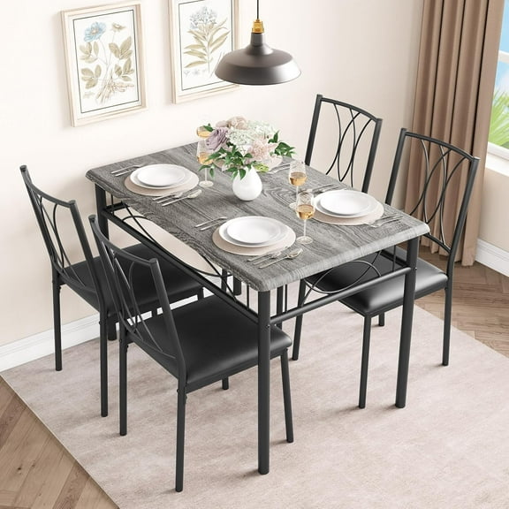 Dining Table Set, 5 Piece Rectangle Dining Kitche Table Set for 4 with 4 Chairs, Dining Table Set for Small Space, Apartment