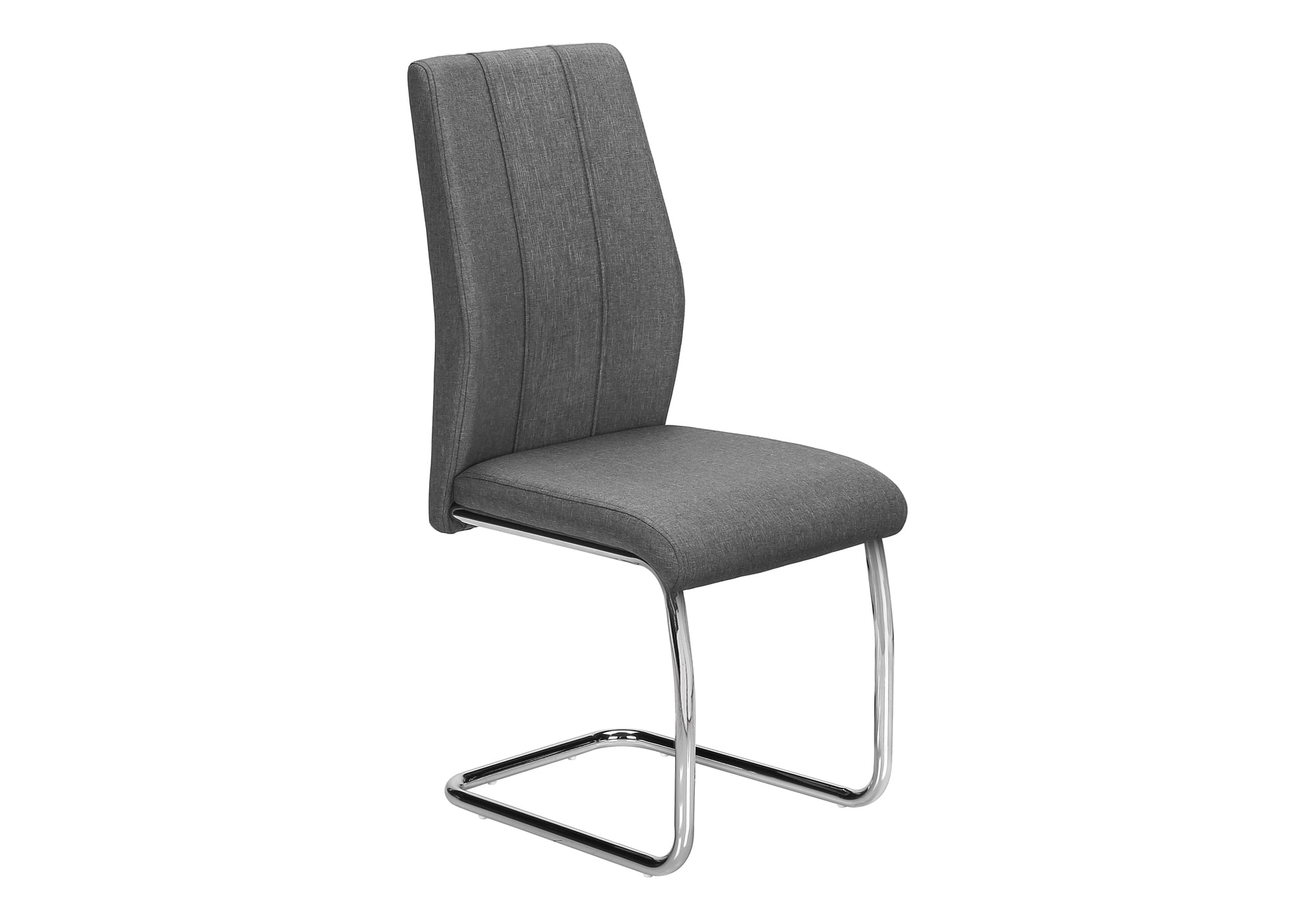 Gray Velvet Upholstered Dining Chair with Silver Metal Legs, Set of 2