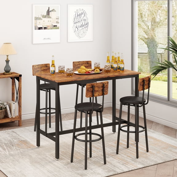 6 Piece Dining Set with Bench, Modern Dining Room Set for 6, Kitchen Dining Set with Upholstered Chairs and Bench, Dining Set with Storage Rack for Dining Room, Kitchen and Apartment, Brown