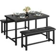 thumbnail image 1 of Dining Table Set, Kitchen Table with Benches, Rectangular Dining Room Table Set with 2 Upholstered Benches, 3 Piece Kitchen Table Set for Small Space, Apartment, Studio, 1 of 9
