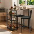 thumbnail image 1 of Dining Table Set, Lofka Bar Table Set,  Kitchen Table with 3 Shelves and2 Stools, Gray(1 Set), 1 of 10