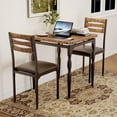 thumbnail image 1 of Dining Table Set for 2, 3 Piece Square Kitchen Dining Room Table Set with Spiral Table Legs for Small Spaces, Apartment, Brown, 1 of 6
