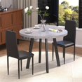 thumbnail image 1 of 2-Piece Modern Round Dining Table Set with 2 Black Chairs - Compact for Kitchen, Apartment & Terrace, 1 of 6