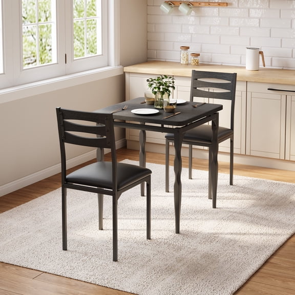 Dining Table Set for 2, Small Kitchen Table Chairs for Kitchen & Dining Room, Compact Dining Set for Small Spaces,Black
