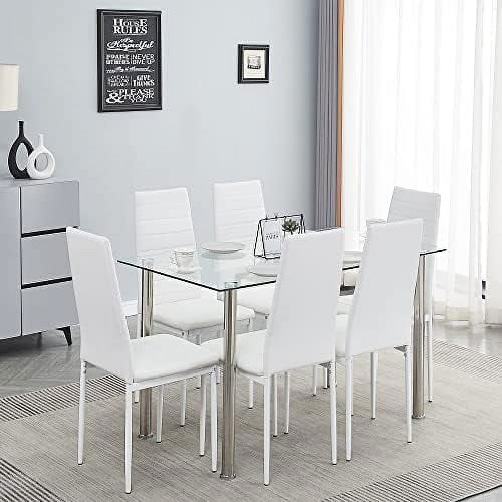 Dining Table Set for 4 5 Piece Kitchen Table and Chairs with Clear