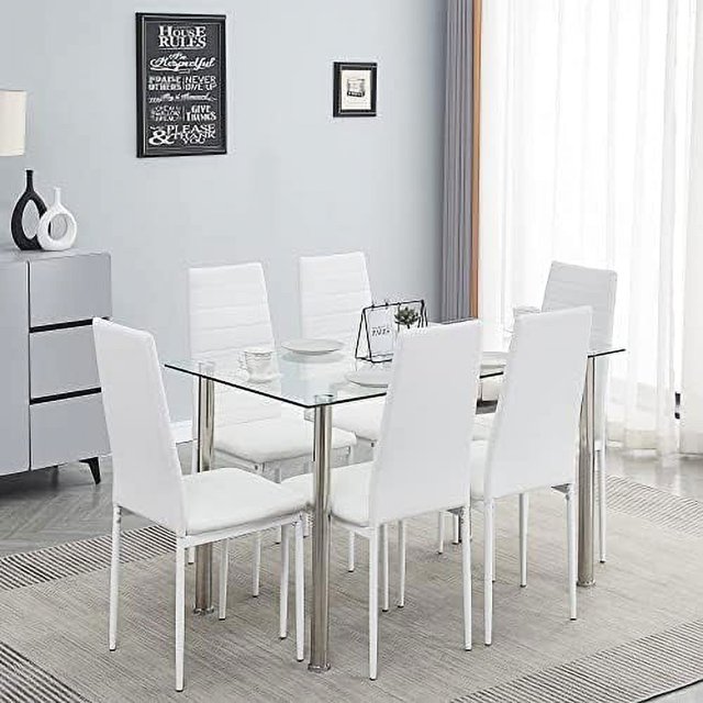 Dining Table Set for 4 5 Piece Kitchen Table and Chairs with Clear