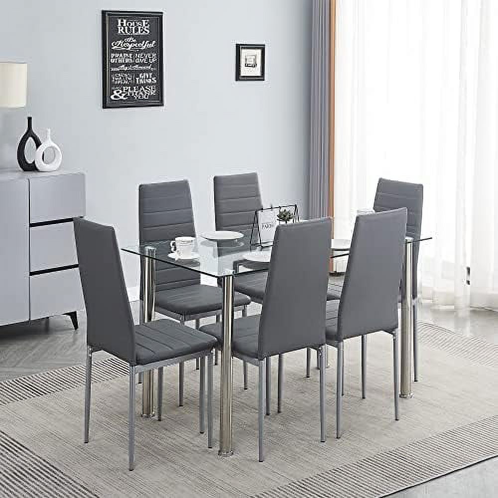 Dining Table Set for 4 5 Piece Kitchen Table and Chairs with Clear