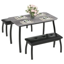 Dining Table Set for 4-6 3 PCS Kitchen Table Set with 2 Upholstered Benches for Apartment Saving Space